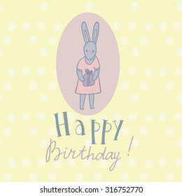 Adorable animals with presents. Birthday party vector card.