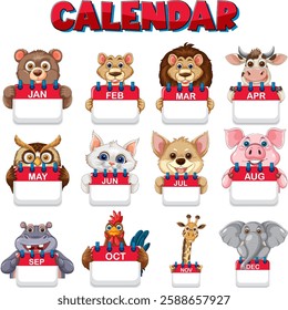 Adorable animals representing each month of the year