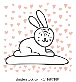 Adorable animals in trendy Scandinavian style. Funny, cute, hugge, hand drawn illustration for poster, banner, print, decoration kids playroom or greeting card. 