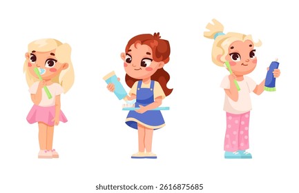 Adorable Animated Children Happily Engaged in Cleaning Activities and Playful Fun Outdoors