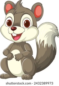 Adorable animated squirrel smiling happily.