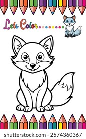 Adorable Arctic Fox Coloring Page for Kids - Fun and Printable Cartoon Animal Outline for Creative Learning