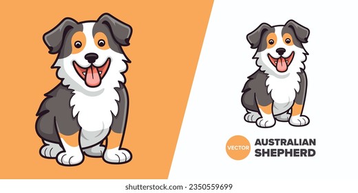 Adorable Aussie Shepherd Icon: Vector Cartoon for Cards, Posters, and More