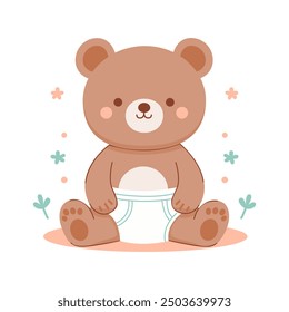 Adorable Baby Bear Cartoon Character