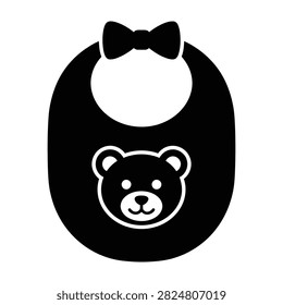 Adorable baby bib with a bear face design and bow tie, perfect for mealtime