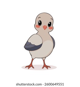 Adorable baby bird, big eyes, tiny legs.  Cute cartoon illustration