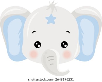 Adorable Baby Boy Elephant Head Illustration