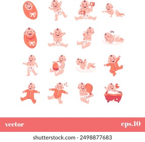 adorable baby characters engaging in various activities