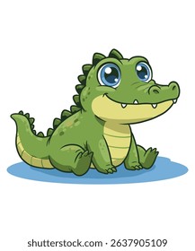 Adorable Baby Crocodile Cartoon Illustration