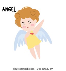 adorable baby cupid angel with wing