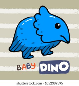 Adorable Baby Dino Mascot. Vector Cartoon Illustration with Grey Background