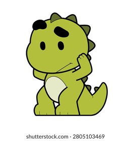Adorable baby dinosaur vector graphic with a puzzled expression, perfect for children design.