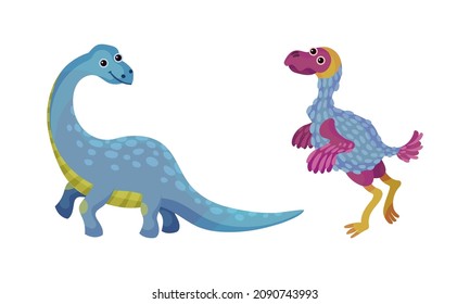 Adorable baby dinosaurs set vector illustration on white background