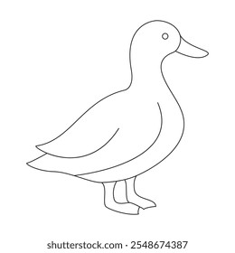 Adorable Baby Duck Minimalista Line Art Ilustración vectorial