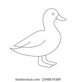 Adorable Baby Duck Minimalista Line Art Ilustración vectorial