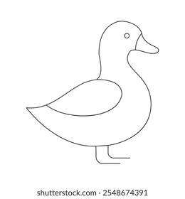 Adorable Baby Duck Minimalista Line Art Ilustración vectorial