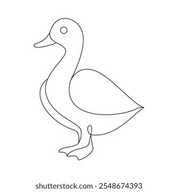 Adorable Baby Duck Minimalista Line Art Ilustración vectorial