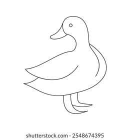 Adorable Baby Duck Minimalista Line Art Ilustración vectorial