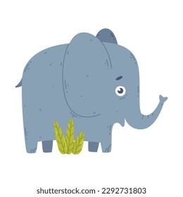 Adorable baby elephant. Side view of cute wild african animal cartoon vector illustration