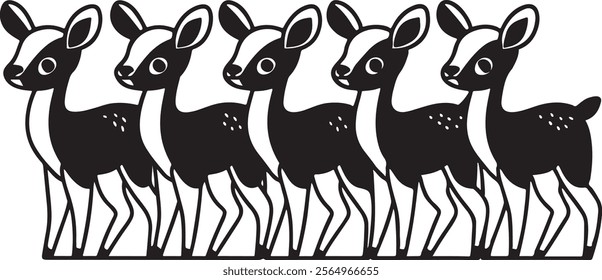 Adorable Baby Fawn Line Sketches.