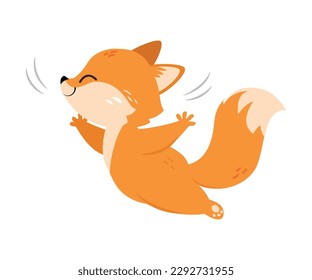 Adorable baby fox. Cute happy wild forest animal cartoon vector illustration