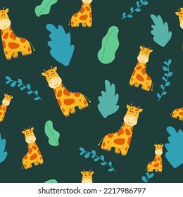 Adorable Baby Giraffe Vector Illustration seamless pattern Vector seamless pattern for children, fabrics, clothes, wallpaper, nursery. Hand drawing,