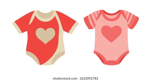 Adorable Baby Onesies: Red and Pink Heart Bodysuits