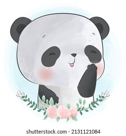 Adorable baby panda illustration in watercolor style