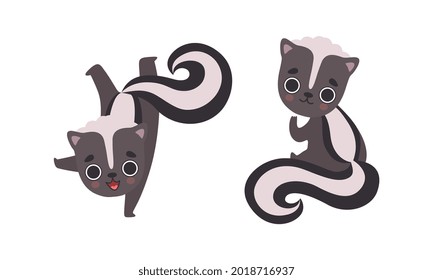 Adorable Badger Activities Set, Cute Playful Baby Animal Character Cartoon Vector Illustration