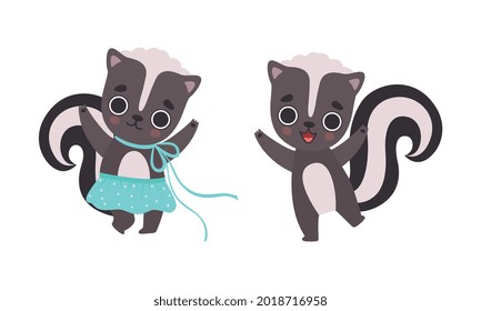 Adorable Badger Activities Set, Cute Boy and Girl Baby Animal Characters Cartoon Vector Illustration