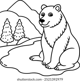 Adorable beaDownload this bear sitting vector illustration for creative coloring fun