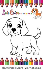 Adorable Beagle Puppy Coloring Page for Kids - Fun and Printable Cartoon Animal Outline for Creative Learning