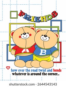 Adorable bear and animal companions in a nostalgic vintage style. Hand-drawn charm meets soft, classic colors – ideal for prints, stationery, and children’s room art.