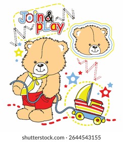 Adorable bear and animal companions in a nostalgic vintage style. Hand-drawn charm meets soft, classic colors – ideal for prints, stationery, and children’s room art.