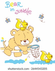 Adorable bear and animal companions in a nostalgic vintage style. Hand-drawn charm meets soft, classic colors – ideal for prints, stationery, and children’s room art.