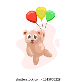 ADORABLE BEAR WITH BALLOON CARTOON VECTOR