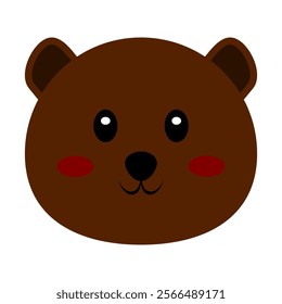 Adorable Bear Cartoon Head Vector Illustration