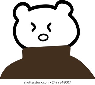 Adorable Bear Character in Turtleneck Vector | Cute Minimalist Design