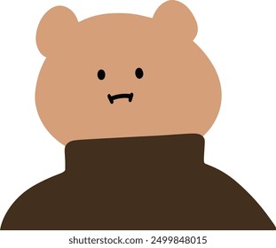 Adorable Bear Character in Turtleneck Vector | Cute Minimalist Design