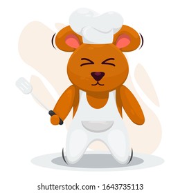 adorable bear chef mascot cartoon vector