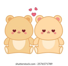 Adorable bear couple hugging vector