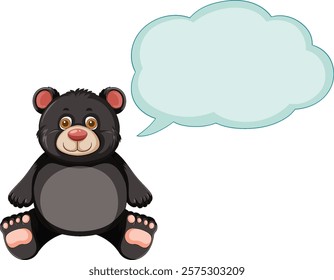 Adorable bear illustration with empty speech bubble