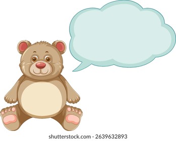 Adorable bear illustration with empty speech bubble