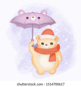 adorable bear illustration for personal project, background, invitation, wallpaper and many more