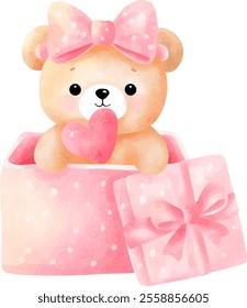 Adorable Bear Popping Out of a Gift Box