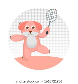 ADORABLE BEAR WITH RACKET MASCOT CARTOON VECTOR