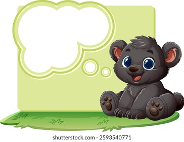 Adorable bear sitting with a blank thought bubble
