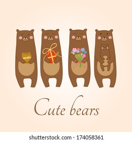 Adorable bears collection. Vector eps10