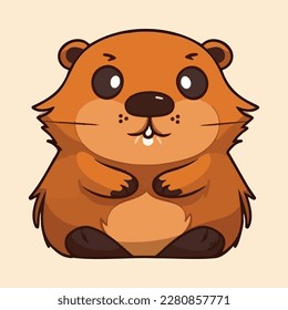 Adorable Beaver Vector Illustration, Cute Woodland Animal Design
