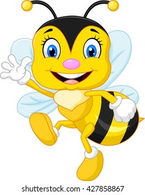 Adorable bee presenting isolated on white background